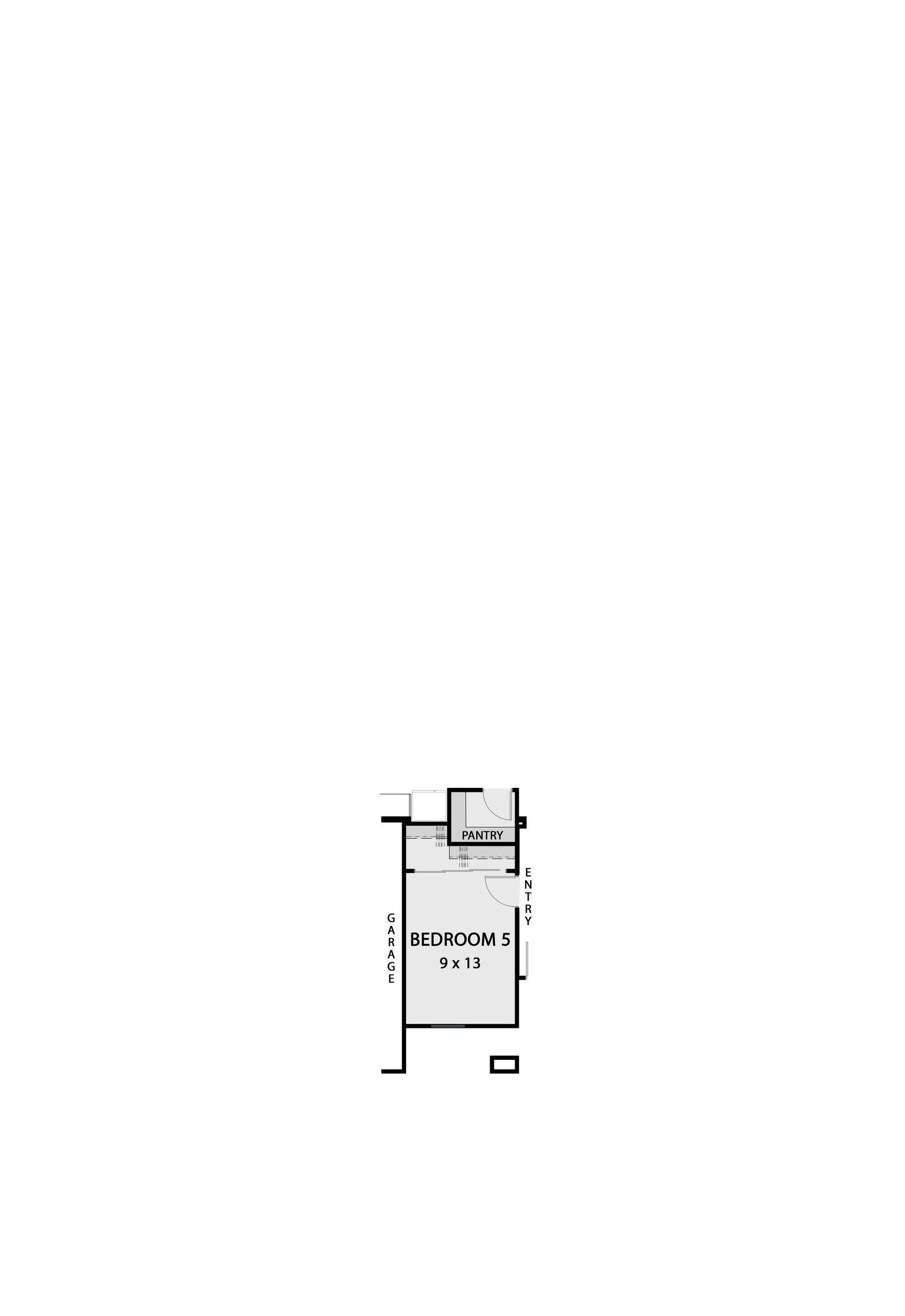 Bedroom 5 Option structural overlay — converts the formal dining room and butler's pantry into a fifth bedroom